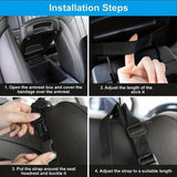 Multifunctional Quilted Leather Car Between-Seat Organizer with Adjustable Buckles and Armrest Box Support – Large Capacity Car Interior Pocket for Handbags Phones Drinks - Rear View