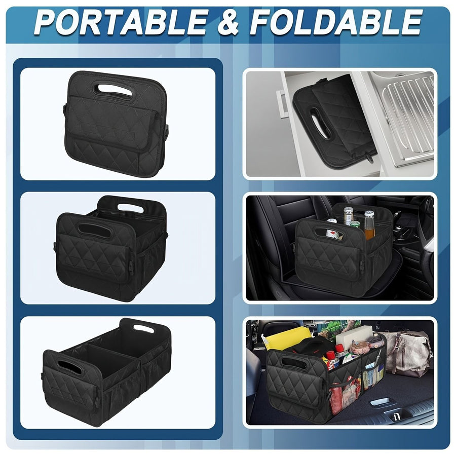 45L Foldable Large Car Trunk Organizer with Muti Pockets & Strong Handles – Mutifunctional Heavy Duty Oxford Cloth Storage Box & Portable Cargo Bundle for SUVs Sedans Trucks