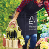 Premium 9-Piece Carbon Steel Garden Tool Set with Organizer Tote Bag – Heavy Duty Gardening Hand Kit with Ergonomic Wooden Handles, Spray Bottle, and Protective Gloves, Perfect Horticulture Gift for Women - Top-Down View