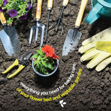 Premium 9-Piece Carbon Steel Garden Tool Set with Organizer Tote Bag – Heavy Duty Gardening Hand Kit with Ergonomic Wooden Handles, Spray Bottle, and Protective Gloves, Perfect Horticulture Gift for Women - 45-Degree Angle