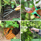 Premium 9-Piece Aluminium Alloy Garden Tool Set with Durable Storage Tote Bag – Heavy Duty Gardening Hand Kit with Ergonomic Handles, Pruning Shears and Spray Bottle - Rear View