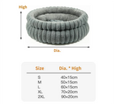 Coffee Plush Round Pet Bed with Gap Entry & Removable Cushion S Size - Thickened Warm Anti Slip Cats and Dogs Donut Nest for All Seasons, Cozy and Soft Sleeping Bed for Home Use, M Size 50*50*15CM - Front View