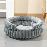 Grey Plush Round Pet Bed with Gap Entry & Removable Cushion S Size - Thickened Warm Anti Slip Cats and Dogs Donut Nest for All Seasons, Cozy and Soft Sleeping Bed for Home Use, S Size 40*40*15CM