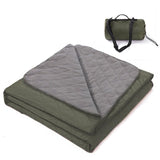200 x 140cm Dark Green Large Double Layer Waterproof Thick Fleece Camping Blanket Picnic Mat, Portable Travel Ground Mat with Shoulder Carry Bag for Hiking Travel Indoor Outdoor Use