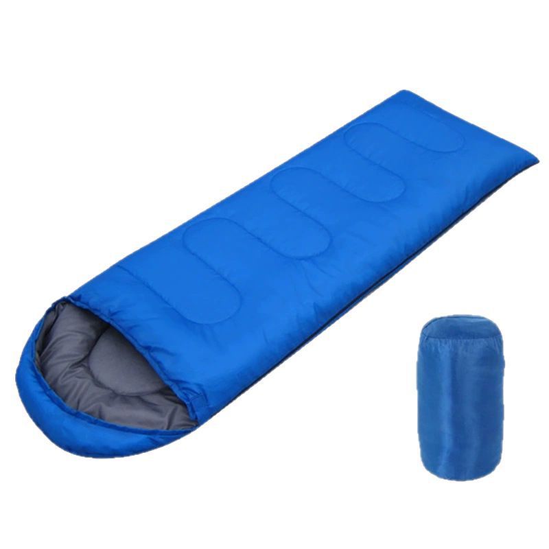 210 x 75cm Blue Portable Envelope Camping Sleeping Bag 1.3kg Thickened Warm Sleeping Bag with Carry Bag, Convertible Blanket Design & 4 Seasons Cold Weather or Warm for Hiking Travel Indoor Outdoor Use