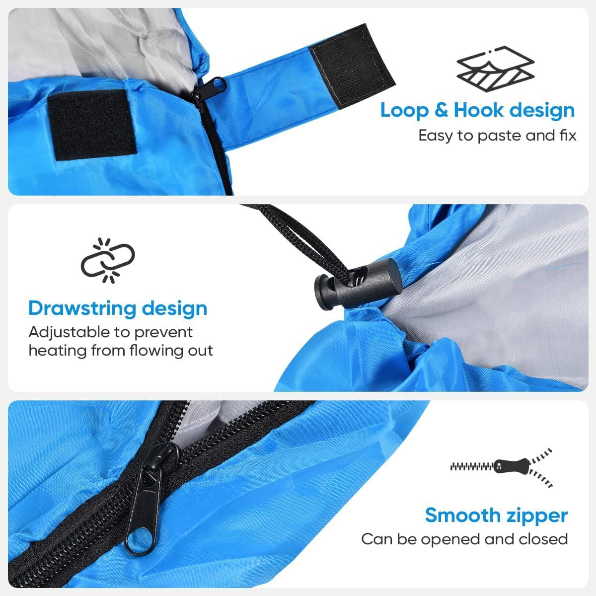 210 x 75cm Beige Portable Envelope Camping Sleeping Bag 1.3kg Thickened Warm Sleeping Bag with Carry Bag, Convertible Blanket Design & 4 Seasons Cold Weather or Warm for Hiking Travel Indoor Outdoor Use