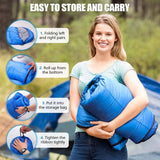 210 x 75cm Beige Portable Envelope Camping Sleeping Bag 1.3kg Thickened Warm Sleeping Bag with Carry Bag, Convertible Blanket Design & 4 Seasons Cold Weather or Warm for Hiking Travel Indoor Outdoor Use
