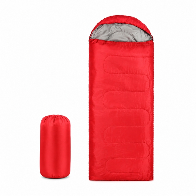 210 x 75cm Red Portable Envelope Camping Sleeping Bag 1.3kg Thickened Warm Sleeping Bag with Carry Bag, Convertible Blanket Design & 4 Seasons Cold Weather or Warm for Hiking Travel Indoor Outdoor Use