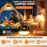 LY20 Black and Yellow Compact Solar Camping Lantern for Home Travel Use, Outdoor LED Emergency Tent Lamp and Hanging Light - 4 Lighting Modes and 3 Levels Brightness Adjustment, LED Power Display, Solar & USB-C Dual Charging (2 Pack) - Close-Up Angle