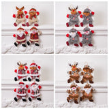 4-Piece Christmas Hanging Plush Ornaments Set - Grey Santa Claus, Snowman, Reindeer & Bear Tree Decor, Christmas in July, Winter Christmas, Yulefest, Secret Santa Gift - 45-Degree Angle