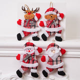 4-Piece Christmas Hanging Plush Ornaments Set - Bright Santa Claus, Snowman, Reindeer & Bear Tree Decor, Christmas in July, Winter Christmas, Yulefest, Secret Santa Gift