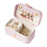 Pink Waterproof PU Leather Jewelry Travel Case with Removable Ring Tray, Portable Mini Jewelry Organizer Box for Rings Earrings Necklaces Lipstick