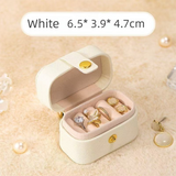 White Waterproof PU Leather Jewelry Travel Case, Portable Mini Jewelry Organizer Box for Rings Earrings Necklaces