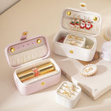 White Waterproof PU Leather Jewelry Travel Case, Portable Mini Jewelry Organizer Box for Rings Earrings Necklaces - Front View