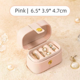 Pink Waterproof PU Leather Jewelry Travel Case, Portable Mini Jewelry Organizer Box for Rings Earrings Necklaces