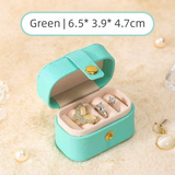 Blue Waterproof PU Leather Jewelry Travel Case, Portable Mini Jewelry Organizer Box for Rings Earrings Necklaces