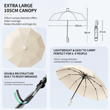 Macha Green Foldable Automatic Open Umbrella with Retractable Waterproof Sleeve, Clip Handle and Winproof Dual Rib - Lightweight Rain Sun Umbrella, Large Diameter 105cm, Compact 37cm Storage, Flower Pattern Appears When Wet