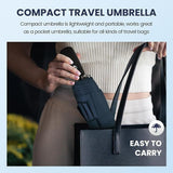 46 inch Wine Red Windproof Automatic Travel Folding Umbrella and Black Absorbent Hanging Storage Pouch Set – Compact 3-Fold Auto Open Close Umbrella wth Double Canopy and 10 Reinforced Ribs for Rain & Sun Outdoor Use - 45-Degree Angle
