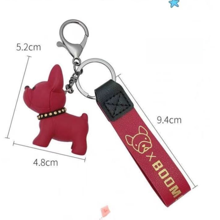Wine Red Cute Resin French Bulldog Keychain Pendant for Backpacks and Keys – Trendy Frenchie Dog Bag Hanging Ornament, Stylish Accessory Solution for Local Trendsetters