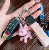 Khaki Cute Resin French Bulldog Keychain Pendant for Backpacks and Keys – Trendy Frenchie Dog Bag Hanging Ornament, Stylish Accessory Solution for Local Trendsetters - Side View