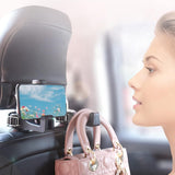 4 Pack Red Car Headrest Hook with Phone Holder for Purses Bags and 4-6.5 Inch Smartphones, Universal 360 Rotation Back Seat Storage Hook and Mobile Stand - Side View