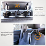 4 Pack Red Car Headrest Hook with Phone Holder for Purses Bags and 4-6.5 Inch Smartphones, Universal 360 Rotation Back Seat Storage Hook and Mobile Stand - 45-Degree Angle