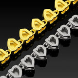 Silver-Plated Heart Rhinestone Cuban Link 18 inch Tennis Necklace and 7 inch Tennis Bracelet Set for Women, Crystal Heart Chain Fashion Jewelry Accessories with Gift Box - 45-Degree Angle