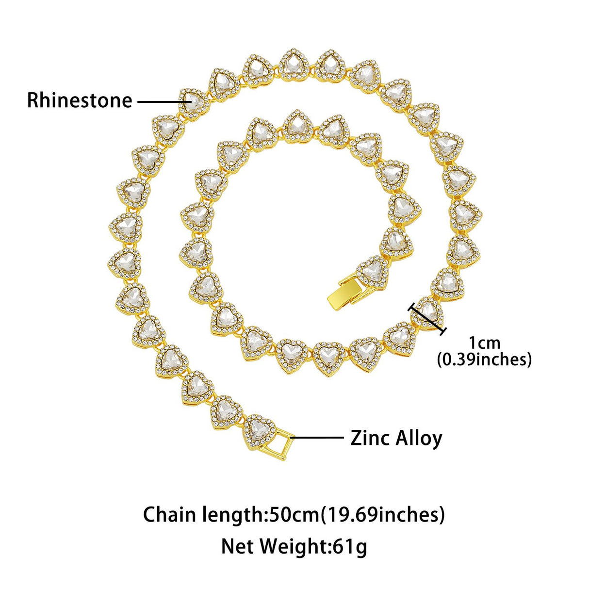 Silver-Plated Heart Rhinestone Cuban Link 18 inch Tennis Necklace and 7 inch Tennis Bracelet Set for Women, Crystal Heart Chain Fashion Jewelry Accessories with Gift Box