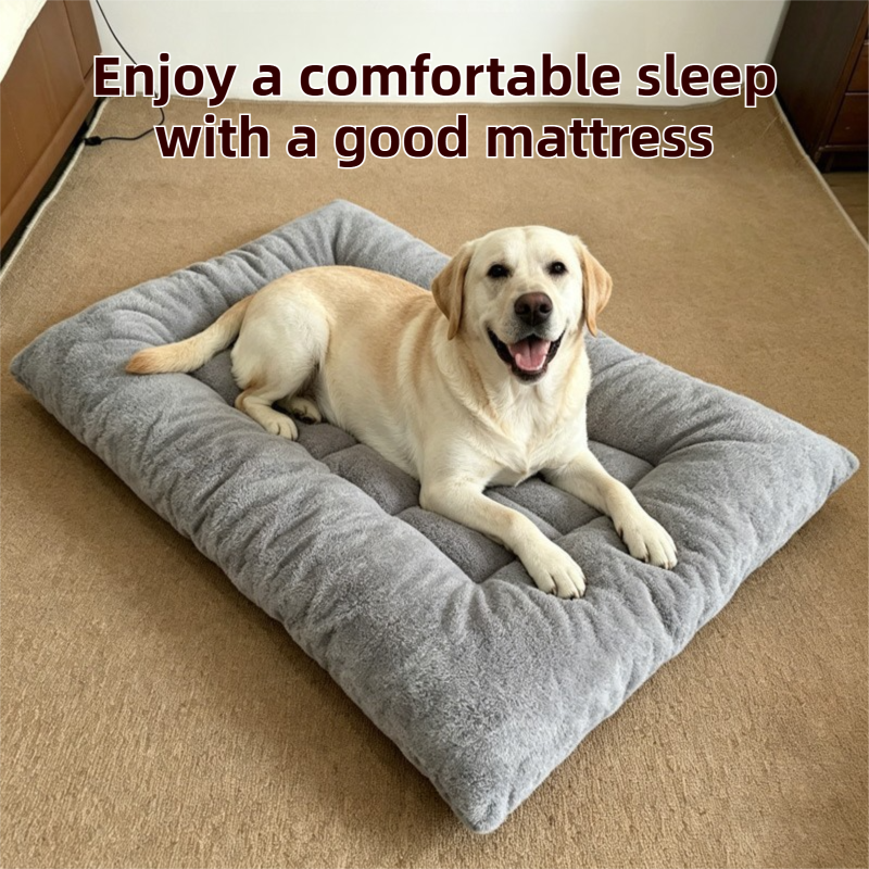 40 x 60CM Large Plush Pet Bed Mat for Dogs & Cats – Light Grey Double-Sided Soft Cushion, Breathable Moisture-Resistant Sleeping Pad for Small, Medium & Large Pets