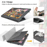 Silver Grey Foldable Anti-Slip Felt Jigsaw Puzzle Board with 6 Sorting Drawers – Lightweight 1000 Piece Puzzle Table Mat, 2-in-1 Neck-Friendly Storage Stand and Protective Cover for Unfinished Puzzle - Top-Down View