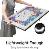 Silver Grey Foldable Anti-Slip Felt Jigsaw Puzzle Board with 6 Sorting Drawers – Lightweight 1000 Piece Puzzle Table Mat, 2-in-1 Neck-Friendly Storage Stand and Protective Cover for Unfinished Puzzle - 45-Degree Angle