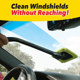 Car Windshield Rotating Defogger Cleaner Brush with 2 Washable Microfibre Pads, Spray Bottle and Detachable Handle for Home Car Fog Dust Stain Removal - Front View