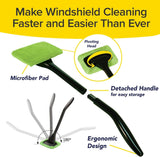 Car Windshield Rotating Defogger Cleaner Brush with 6 Washable Microfibre Pads, Spray Bottle and Detachable Handle for Home Car Fog Dust Stain Removal - Side View