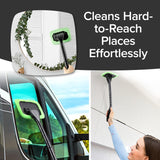 Car Windshield Rotating Defogger Cleaner Brush with 6 Washable Microfibre Pads, Spray Bottle and Detachable Handle for Home Car Fog Dust Stain Removal - Top-Down View