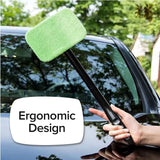 Car Windshield Rotating Defogger Cleaner Brush with 6 Washable Microfibre Pads, Spray Bottle and Detachable Handle for Home Car Fog Dust Stain Removal - Rear View