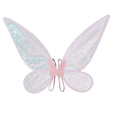 Pink Fairy Shimmering Butterfly Wings Costume with Elastic Shoulder Strap – Iridescent Translucent Angel Dress-Up Wings, Lightweight and Foldable for Girls, Princess Party, Halloween & Cosplay Accessory