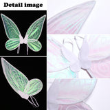Pink Fairy Shimmering Butterfly Wings Costume with Elastic Shoulder Strap – Iridescent Translucent Angel Dress-Up Wings, Lightweight and Foldable for Girls, Princess Party, Halloween & Cosplay Accessory - Front View