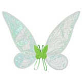 Green Fairy Shimmering Butterfly Wings Costume with Elastic Shoulder Strap – Iridescent Translucent Angel Dress-Up Wings, Lightweight and Foldable for Girls, Princess Party, Halloween & Cosplay Accessory