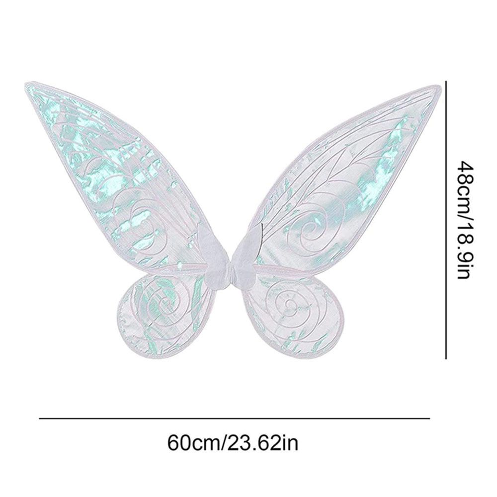 Green Fairy Shimmering Butterfly Wings Costume with Elastic Shoulder Strap – Iridescent Translucent Angel Dress-Up Wings, Lightweight and Foldable for Girls, Princess Party, Halloween & Cosplay Accessory