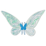 Blue Fairy Shimmering Butterfly Wings Costume with Elastic Shoulder Strap – Iridescent Translucent Angel Dress-Up Wings, Lightweight and Foldable for Girls, Princess Party, Halloween & Cosplay Accessory