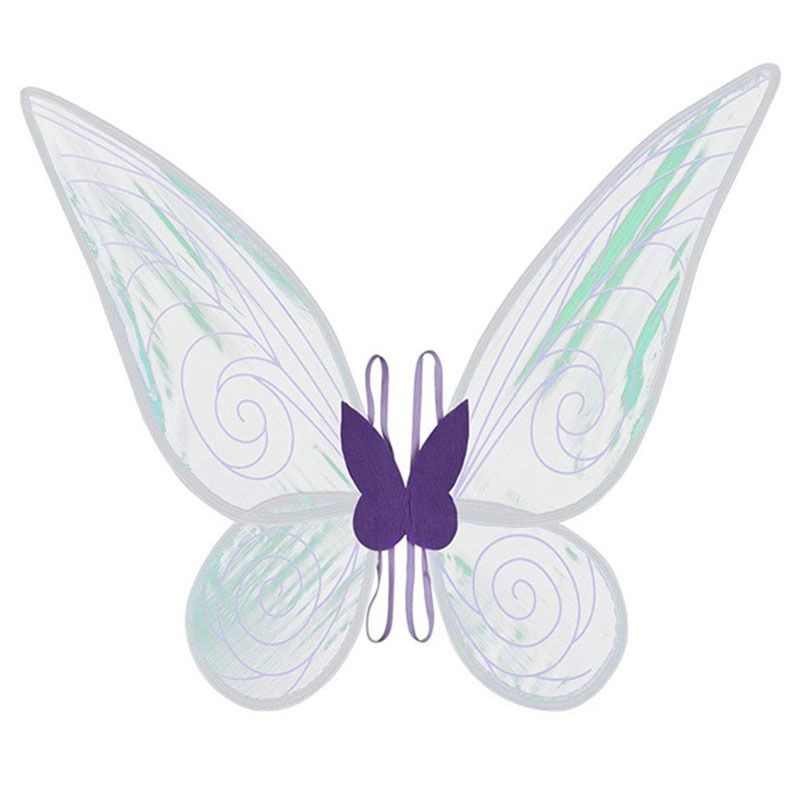 Purple Fairy Shimmering Butterfly Wings Costume with Elastic Shoulder Strap – Iridescent Translucent Angel Dress-Up Wings, Lightweight and Foldable for Girls, Princess Party, Halloween & Cosplay Accessory