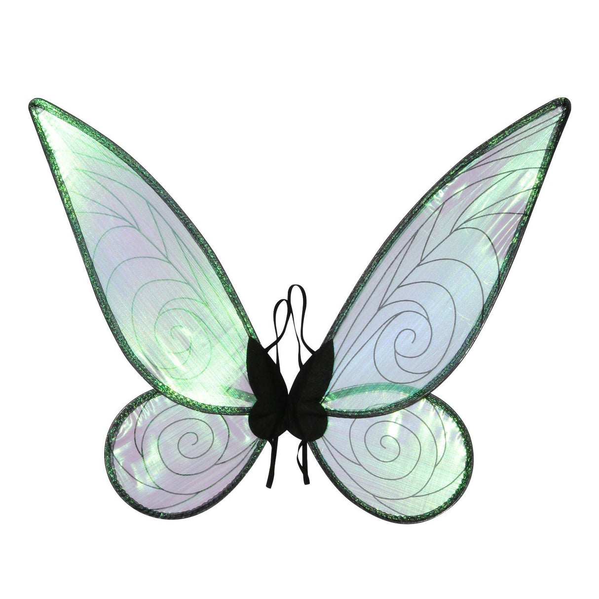 Black Fairy Shimmering Butterfly Wings Costume with Elastic Shoulder Strap – Iridescent Translucent Angel Dress-Up Wings, Lightweight and Foldable for Girls, Princess Party, Halloween & Cosplay Accessory