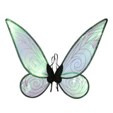 Black Fairy Shimmering Butterfly Wings Costume with Elastic Shoulder Strap – Iridescent Translucent Angel Dress-Up Wings, Lightweight and Foldable for Girls, Princess Party, Halloween & Cosplay Accessory