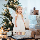 Black Fairy Shimmering Butterfly Wings Costume with Elastic Shoulder Strap – Iridescent Translucent Angel Dress-Up Wings, Lightweight and Foldable for Girls, Princess Party, Halloween & Cosplay Accessory
