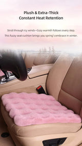 2-Piece Winter Warm Non-Slip Car Interior Comfort Combo with Green Soft Bubble Fleece 3D Fluffy Car Seat Cushion and Black Plush Steering Wheel Cover, Universal Dia 38CM