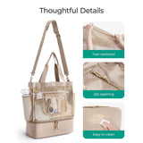 16.5 x 7.9 x 18.9" Black Beach Travel Mesh Tote Bag with 14L Insulated Drink Compartment - Multi Pockets Sandproof Beach Picnic Bag with Picnic Mat Strap, Cup Holder and Waterproof Phone Pocket