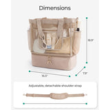 16.5 x 7.9 x 18.9" Beige Beach Travel Mesh Tote Bag with 14L Insulated Drink Compartment - Multi Pockets Sandproof Beach Picnic Bag with Picnic Mat Strap, Cup Holder and Waterproof Phone Pocket