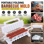 White Portable Folding Kebab Maker and BBQ Skewer Tool - Hygienic Quick Efficient Kebab Preparing for Outdoor BBQ, Camping & Kitchen Cooking