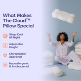 Pink Cloud Memory Foam Cervical Support Pillow Core and Cover (71 x 38 x 13CM) – Ergonomic Neck Orthopedic Contour Pillow for Side Back & Stomach Sleepers, Deep Sleeping and Pressure Relieving - Front View
