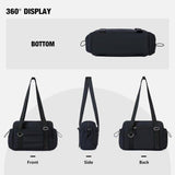 Black Women’s Fluffy Nylon Gym Travel Tote Bag and Coin Purse Set - Side Drawstring Cup Holder, Front / Back Zipper Pockets and Wet & Dry Separation, Large Capacity and Lightweight 11.7 x 4.2 x 8"